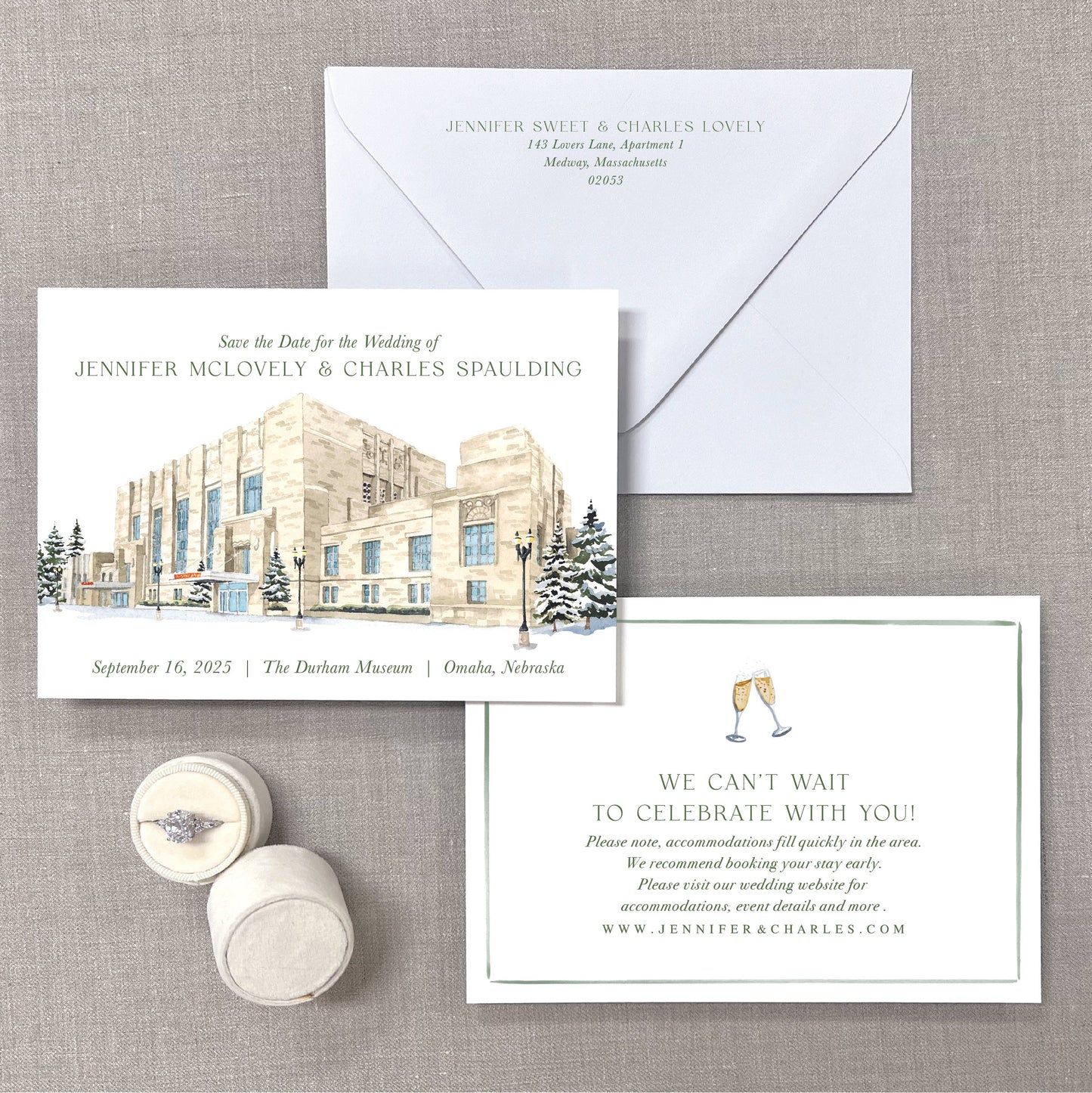 Durham Museum, Omaha, Nebraska, Watercolor Venue Save The Dates
