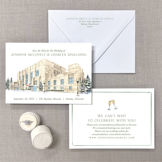 Durham Museum, Omaha, Nebraska, Watercolor Venue Save The Dates