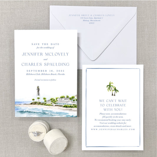 Hillsboro Club, Hillsboro Beach, Florida Watercolor Wedding Save The Dates