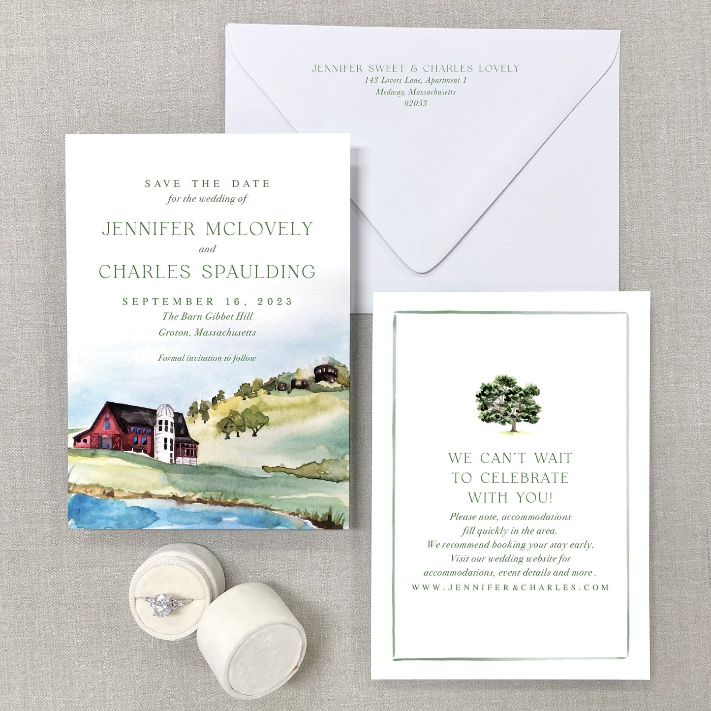 Barn At Gibbet Hill, Groton, Massachusetts Watercolor Venue Save The Dates