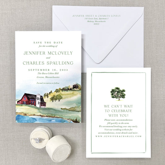 Barn At Gibbet Hill, Groton, Massachusetts Watercolor Venue Save The Dates
