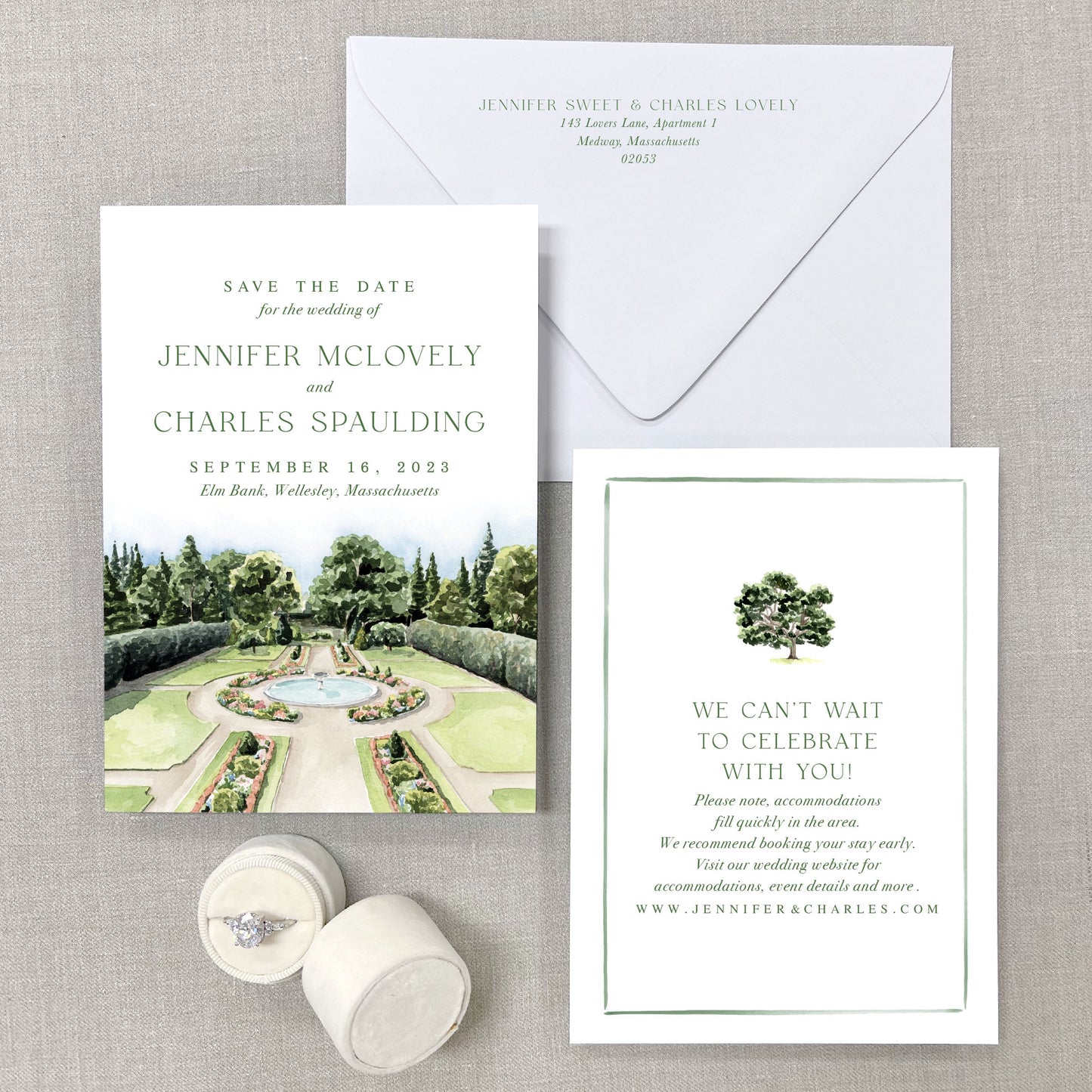 Elm Bank, Wellesley, Massachusetts Watercolor Venue Save The Dates