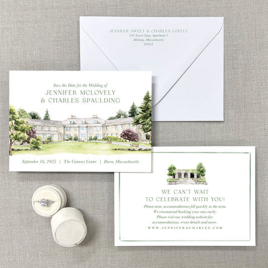 Connors Center, Dover, Massachusetts Watercolor Venue Save The Dates