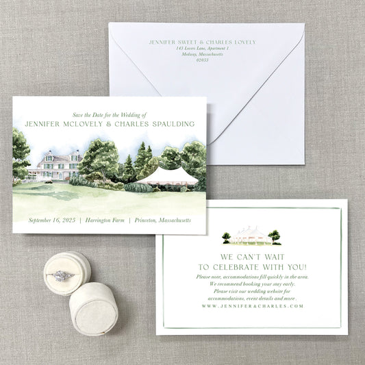 Harrington Farm, Princeton, Massachusetts Watercolor Venue Save The Dates