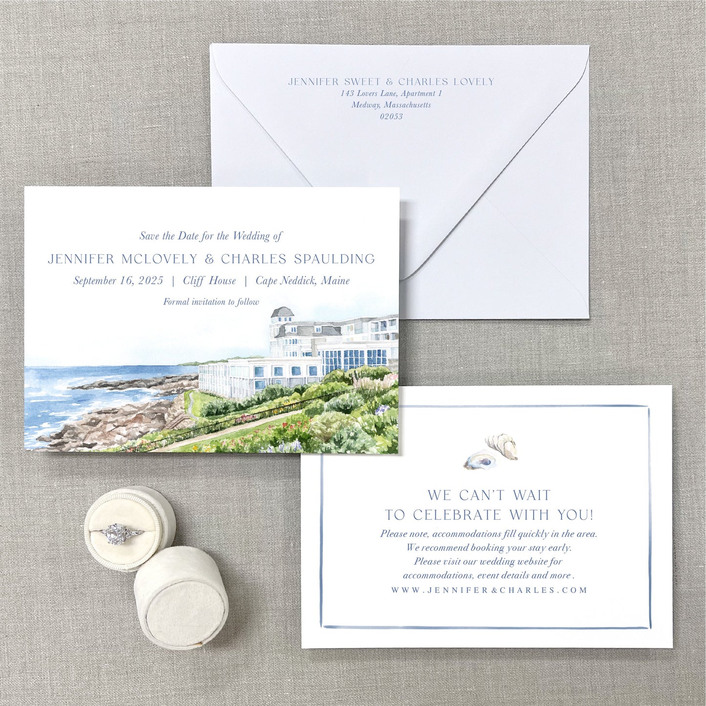 Cliff House (Venue View), Cape Neddick Maine Watercolor Venue Save The Dates