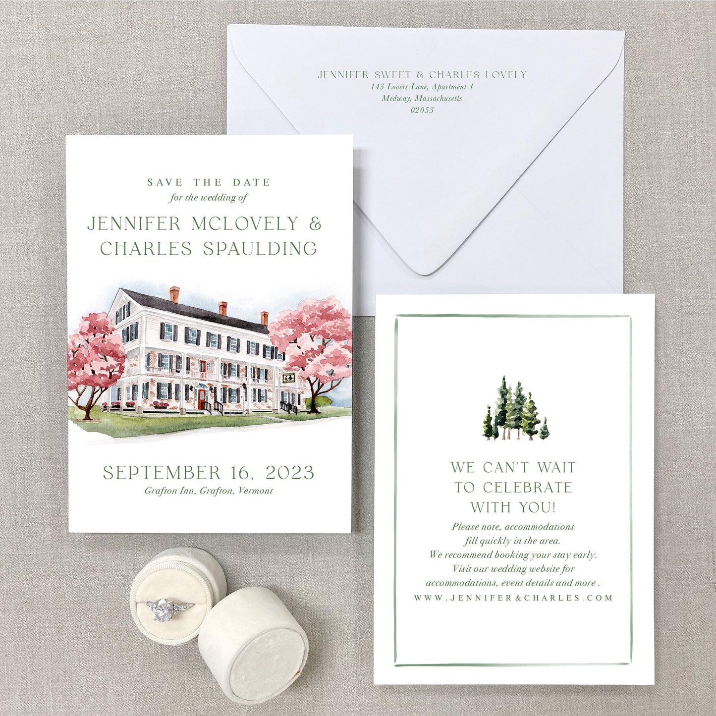Grafton Inn, Grafton, Vermont Watercolor Venue Save The Dates