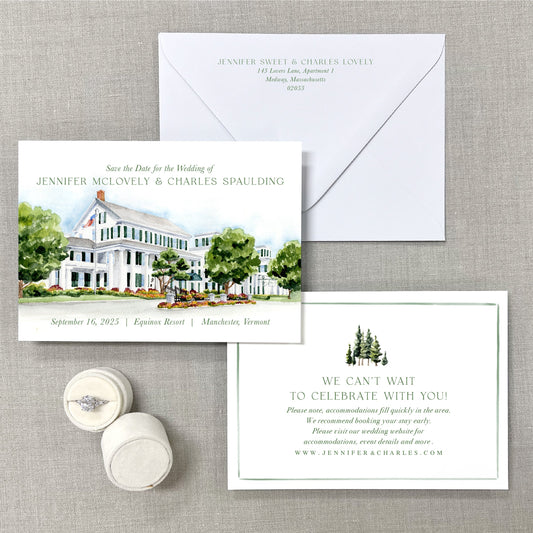 Equinox Resort, Manchester, Vermont Watercolor Venue Save The Dates