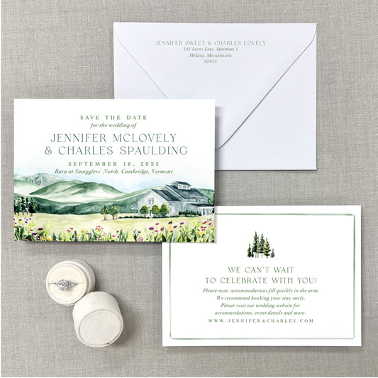 Barn At Smuggler'S Notch, Cambridge, Vermont Watercolor Venue Save The Dates