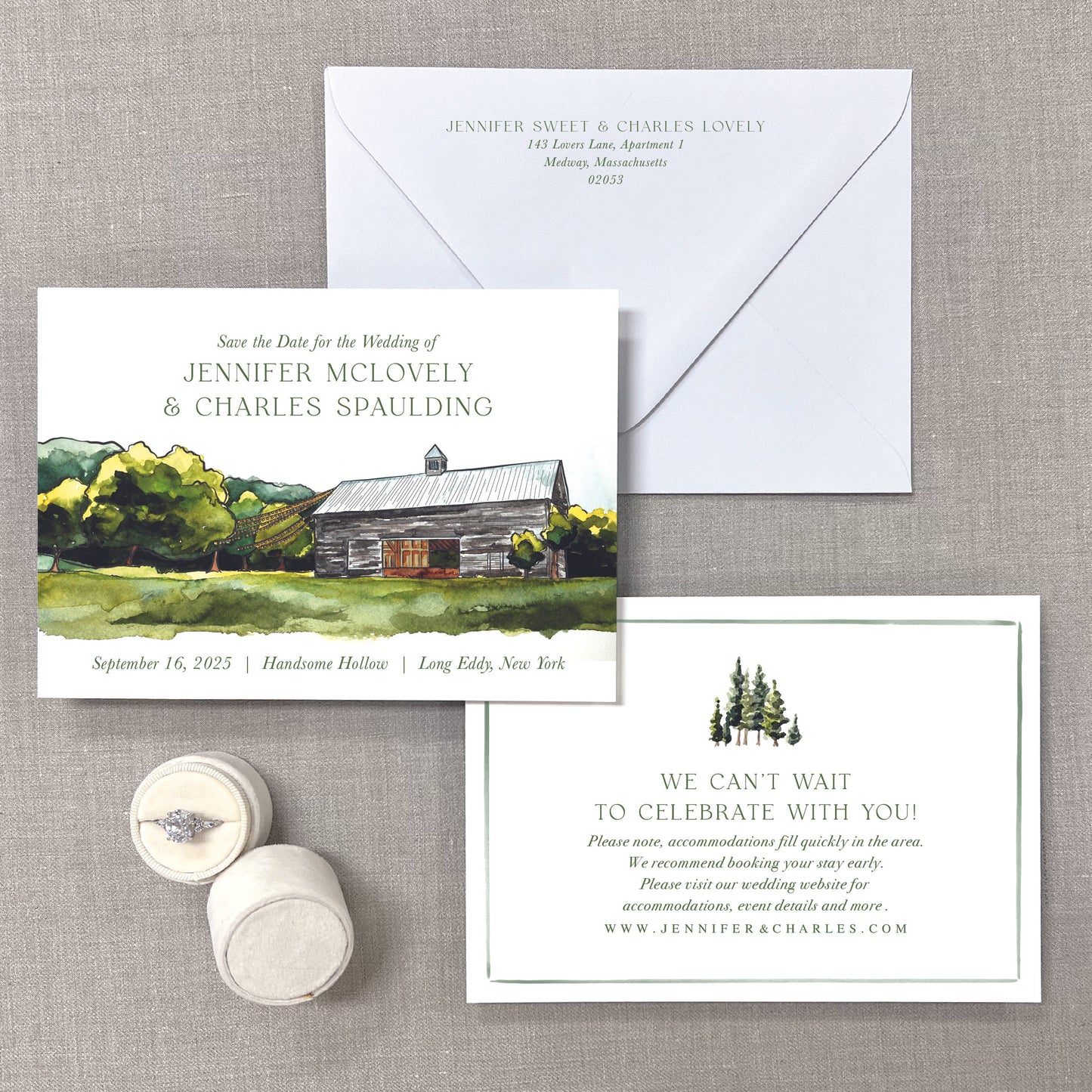 Handsome Hollow, Long Eddy, New York Watercolor Venue Save The Dates