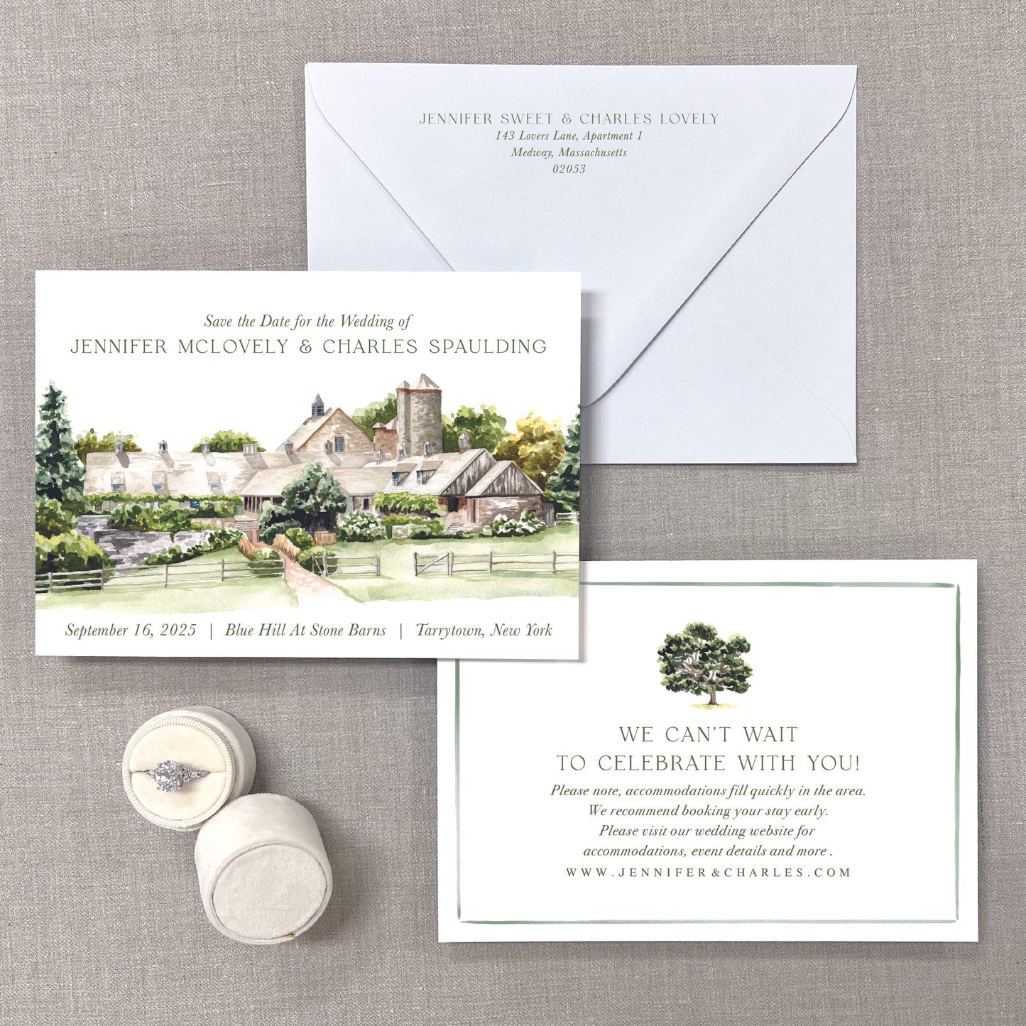 Blue Hill At Stone Barns, Tarrytown, New York Watercolor Venue Save The Dates