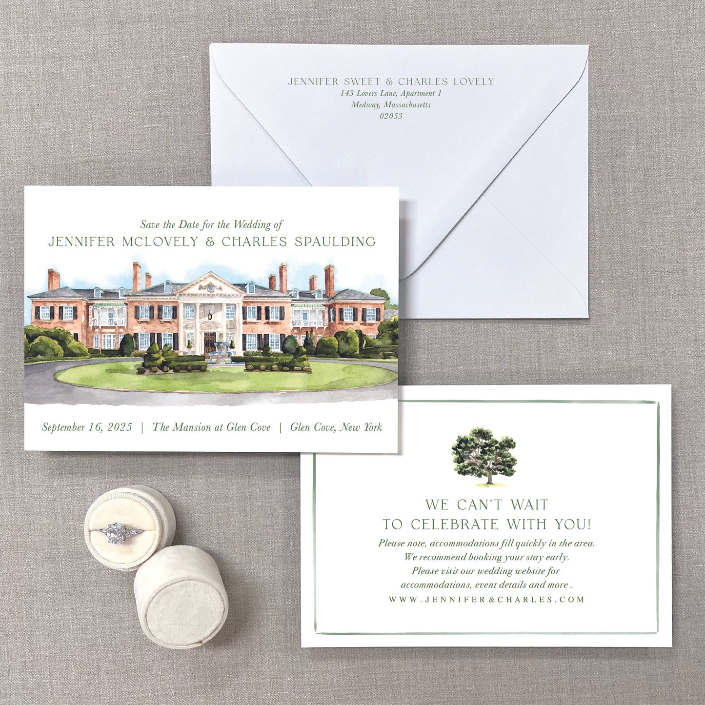 Mansion At Glen Cove, Glen Cove, New York Watercolor Venue Save The Dates