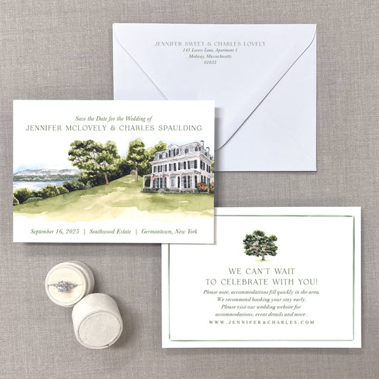 Southwood Estate, Germantown, New York Watercolor Venue Save The Dates