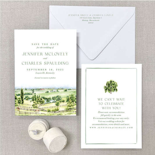 Louisville, Kentucky, Watercolor Wedding Venue Save The Dates