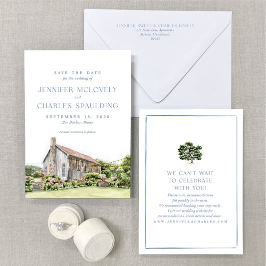 Lionrock Farm, Sharon, Connecticut, Watercolor Wedding Venue Save The Dates
