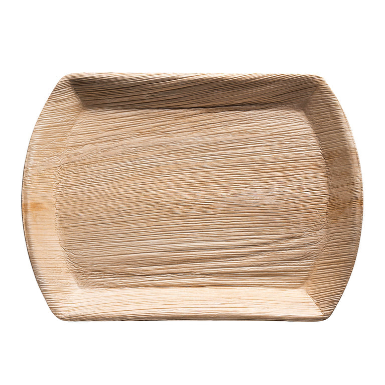 13" x 9" Rectangular Natural Palm Leaf Eco-Friendly Disposable Trays