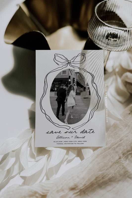 Ribbon Bow Doodle Save The Date
