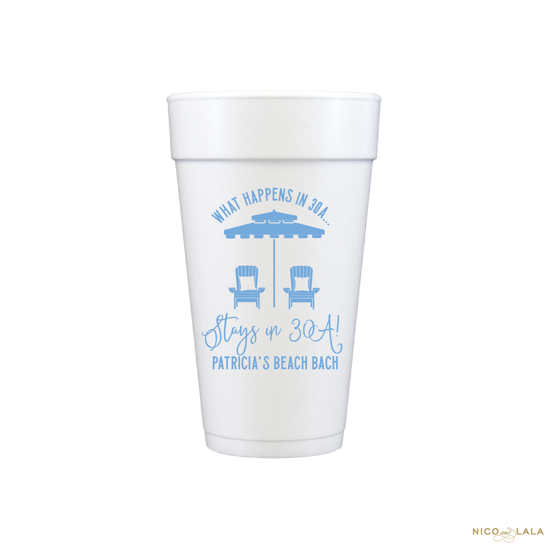 30A Bachelorette Foam Cups