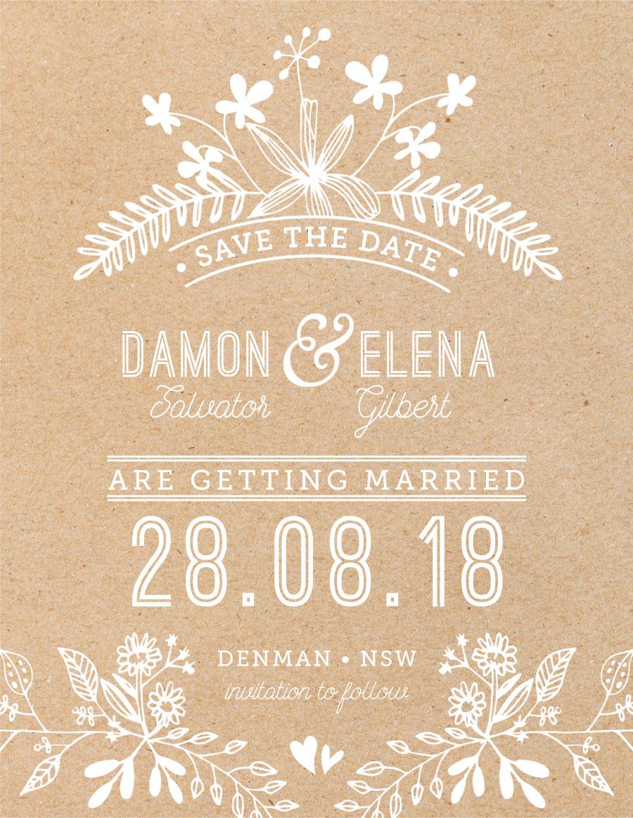 Rustic Floral Sketch Save The Date Cards by Kat M.