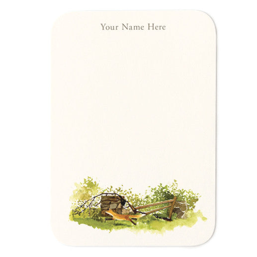 Fox And Fence Personalized Small Note Cards