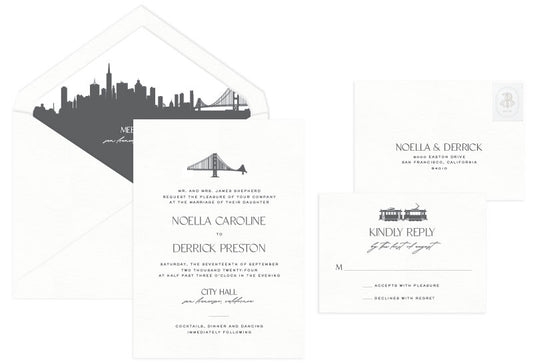 San Francisco Letterpress Wedding Invitation