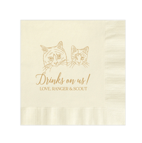 Wedding Napkins with Custom Cat Illustration