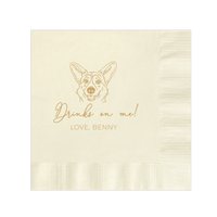 Wedding Napkins with Custom Dog Illustration