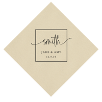 Square Monogram Wedding Premium Linun Uncoined Napkins