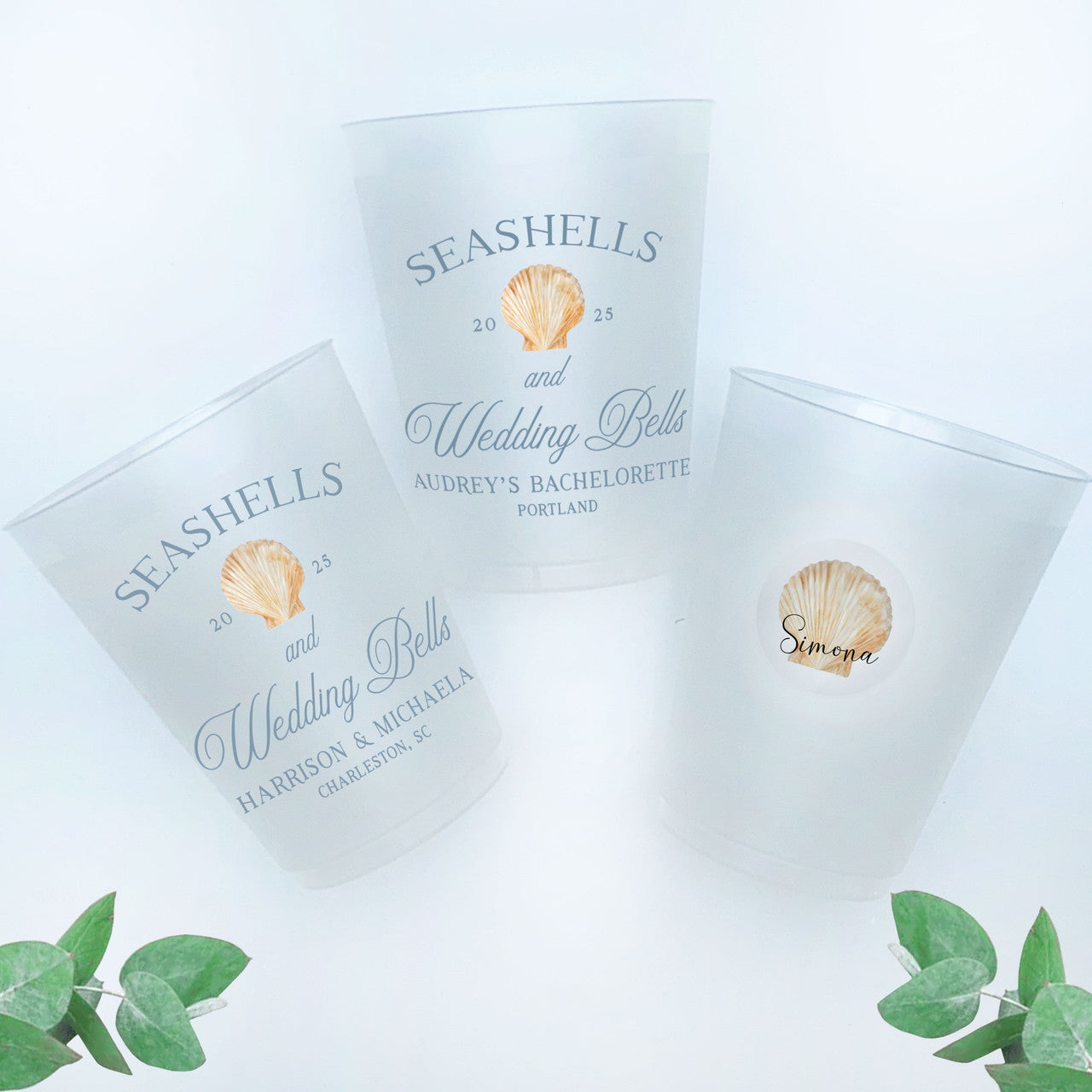 Seashells & Wedding Bells Frosted Cups
