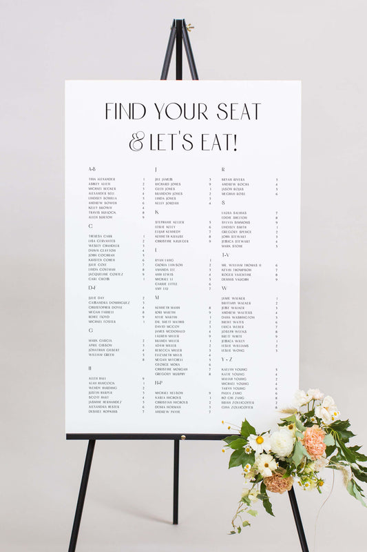 Gatorboard Seating Chart Sign | The Naomi