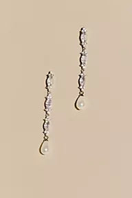 Marquise Cubic Zirconia and Pearl Drop Earrings