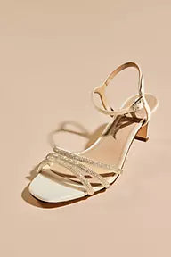 Strappy Crystal Low Heels