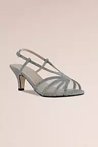 Glitter Low Heel Slingback Strappy Sandals