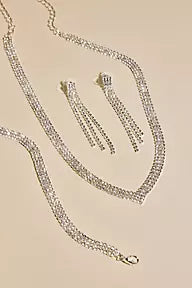 Three-Piece Pave Cubic Zirconia Jewelry Set