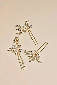 Crystal Leaf Hair Pin Set
