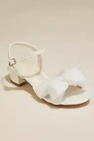 Pleated Chiffon Bow Flower Girl Sandals