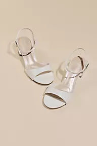 Subtle Shimmer Low Block Heel Sandals