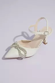 Crystal Bow Pointed Toe Slingback Heels