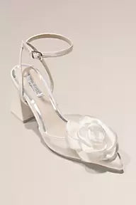 Satin Rosette High Block Heels