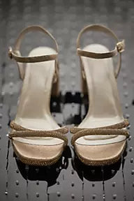 Allover Crystal Platform Block Heels