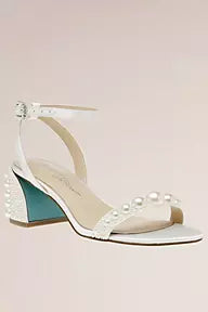 Graduated Pearl Flared Block Heel Sandals