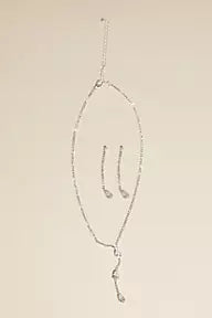 Cubic Zirconia and Rhinestone Pear Y-Neck Set