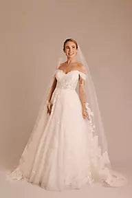 Floral Applique Trim Cathedral Veil