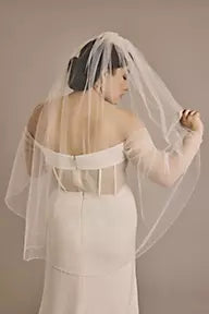 Mid-Length Veil with Beaded Edge