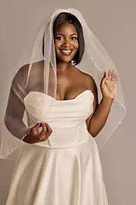 Mid-Length Tulle Veil with Beaded Edge