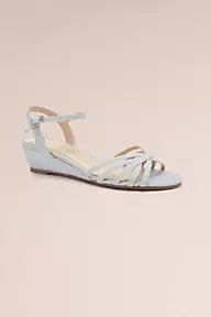 Winslow Shimmer Low Wedge Ankle Strap Heels