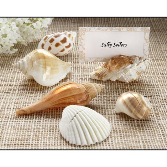 "Shells by the Sea" Authentic Shell Placecard Holders with Matching Placecards (Set of 6)