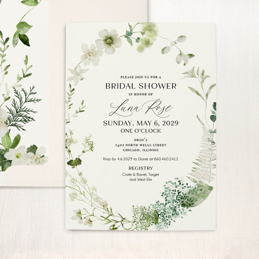 Simple Garden Bridal Shower Invitations