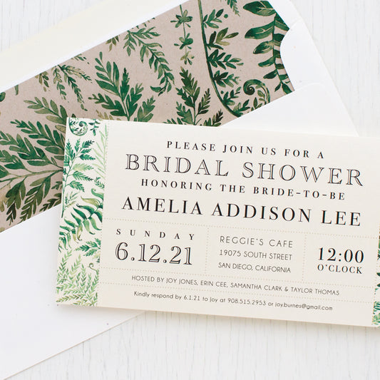 Simple Greenery Bridal Shower Invitations