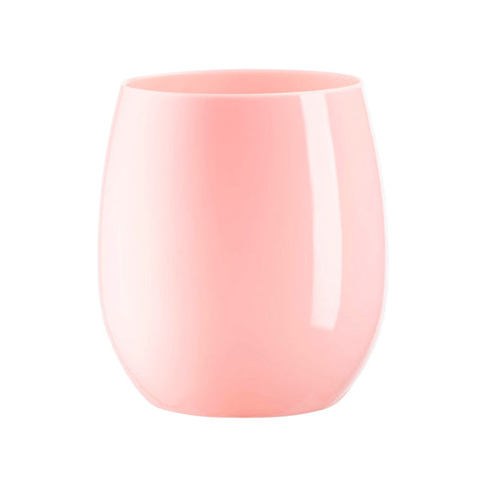 12 oz. Solid Pink Elegant Stemless Plastic Wine Glasses