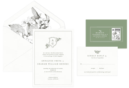 Sonoma Letterpress Wedding Invitation